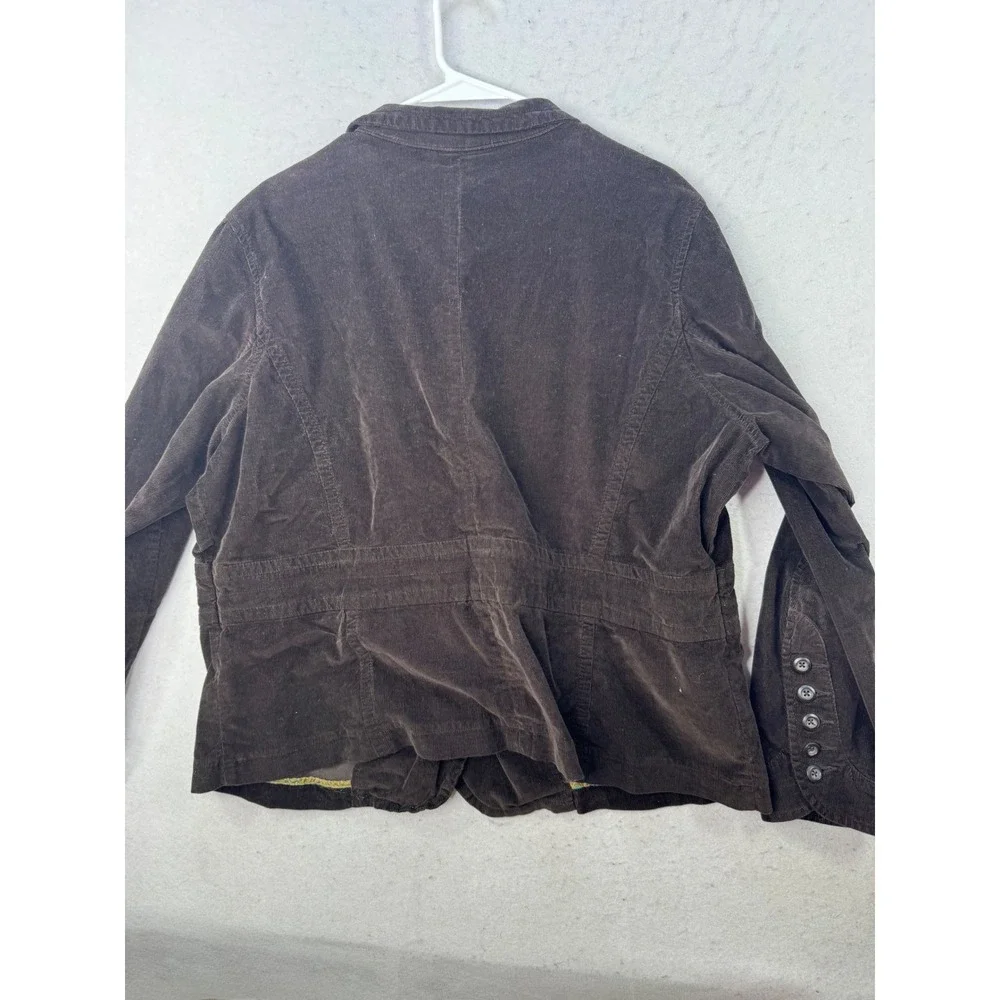 VTG Y2K Blazer Womens 1X Brown Corduroy Stretch Button Front Dark Academia Indie